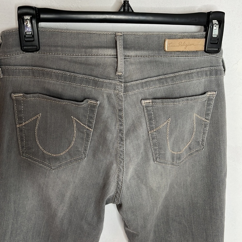 True Religion Halle Gray Washed skinny Jean Sz 28